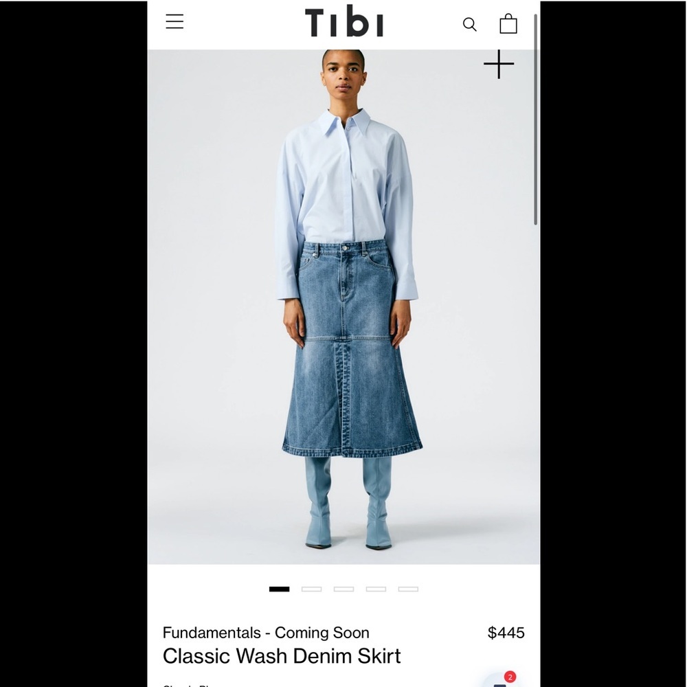 2022 Tibi Classic Wash Denim Skirt